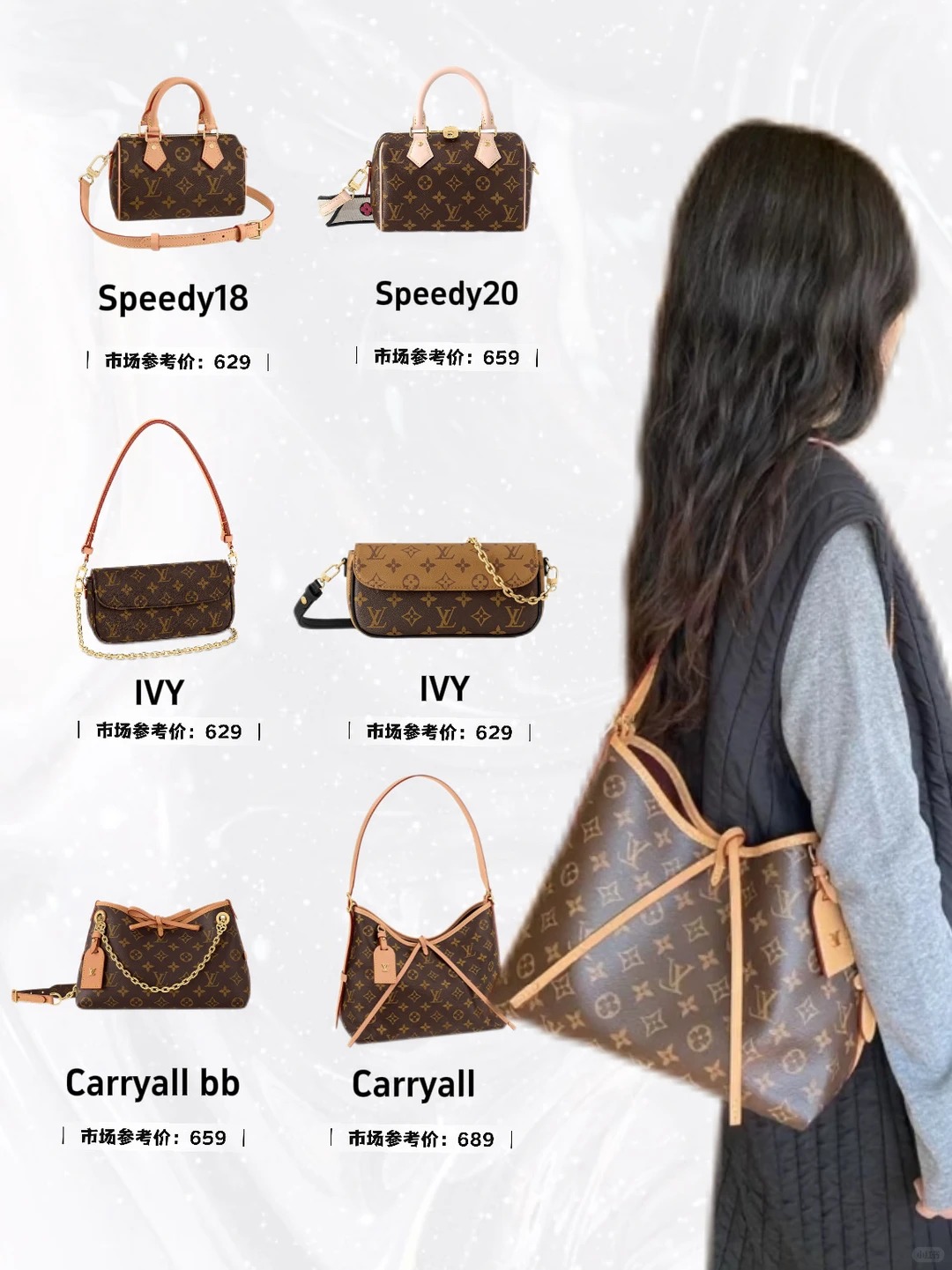 Close-up of LV Speedy pillow bag, showcasing its classic monogram pattern.