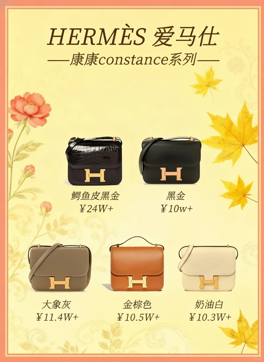 Showcasing various Hermes bag styles and colors